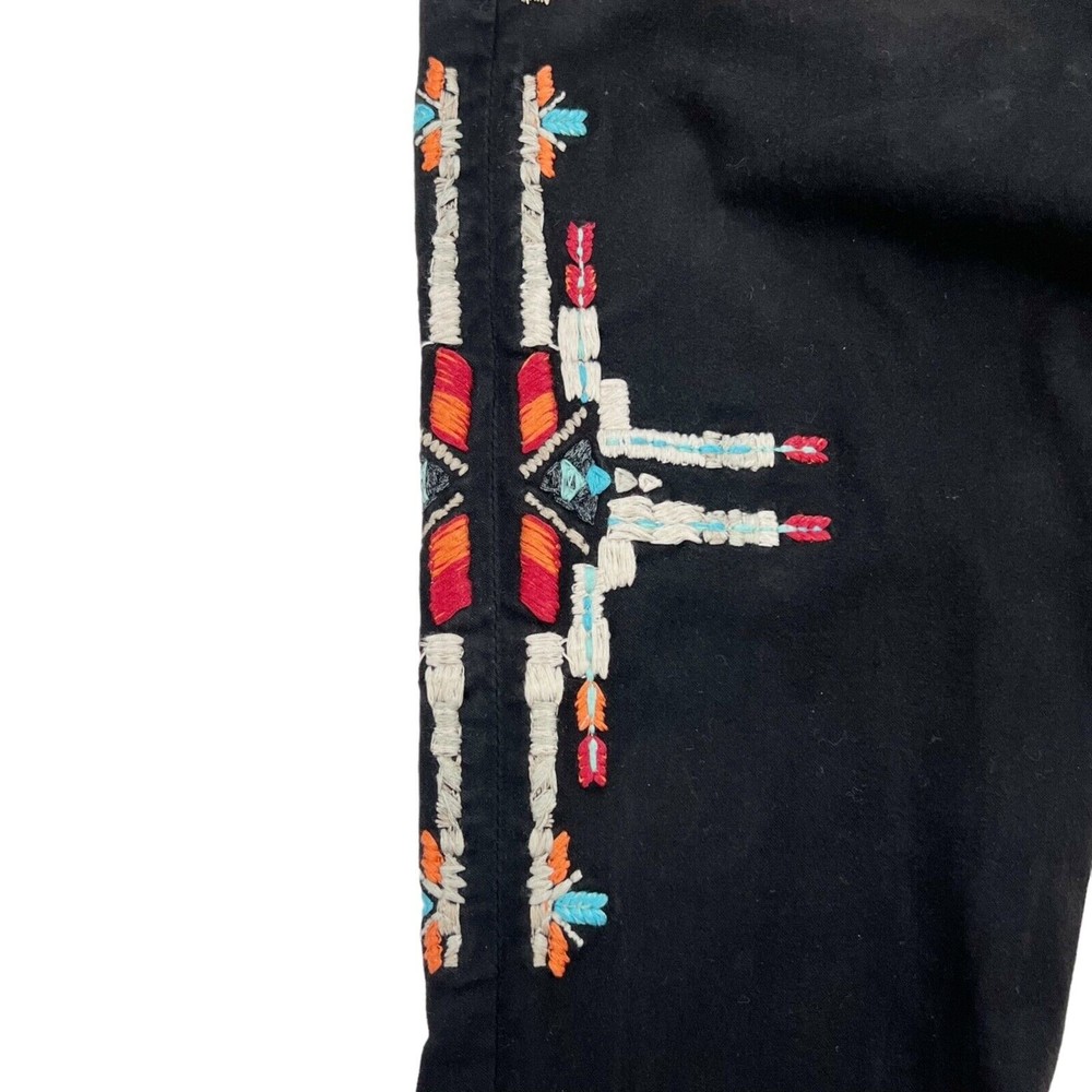 Vtg Y2K Robins Jeans Stretch Blk Denim Low Rise Chapa Embroidered Navaho Aztec - Picture 4 of 16